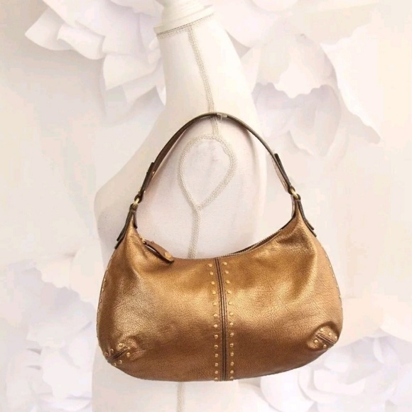 MICHAEL Michael Kors Handbags - MICHAEL KORS Studded Gold Hobo Handbag Leather